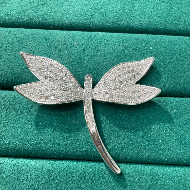 Diamond-studded dragonfly brooch