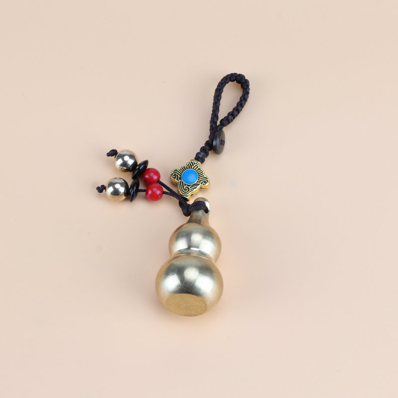 Pure copper five-emperor coin gourd car key chain pendant, hollow copper gourd fortune and prosperity pendant detail image 2