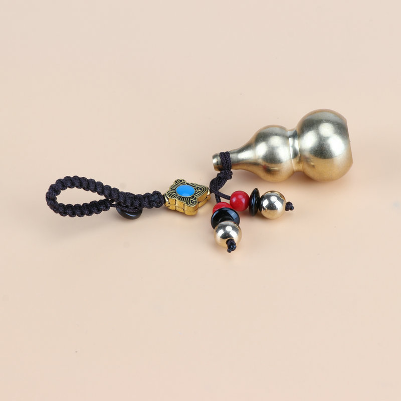 Pure copper five-emperor coin gourd car key chain pendant, hollow copper gourd fortune and prosperity pendant Specification image