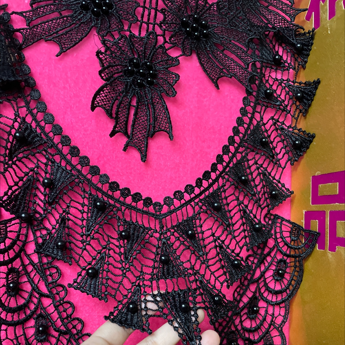 Water-Soluble Embroidery Collar With Beaded Collar details Picture