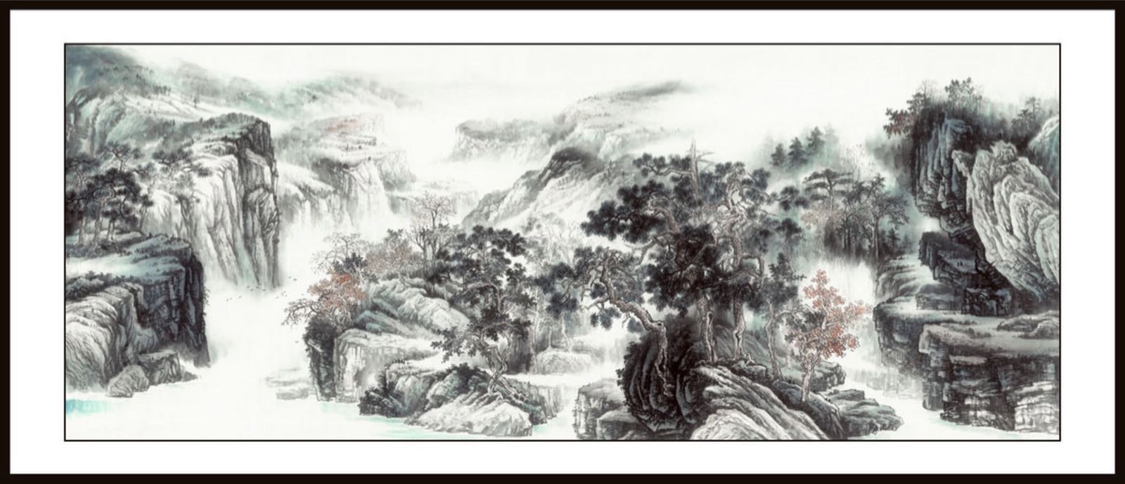 80x240（带圆角框）水印印刷山水中国画装饰画宣纸画传统国画详情图4