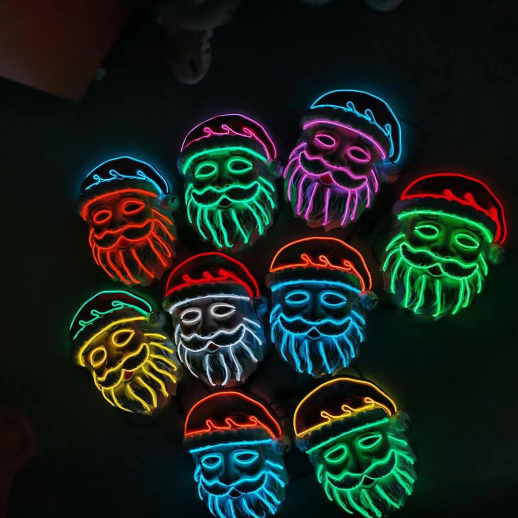 冷光线圣诞老人面具发光面具