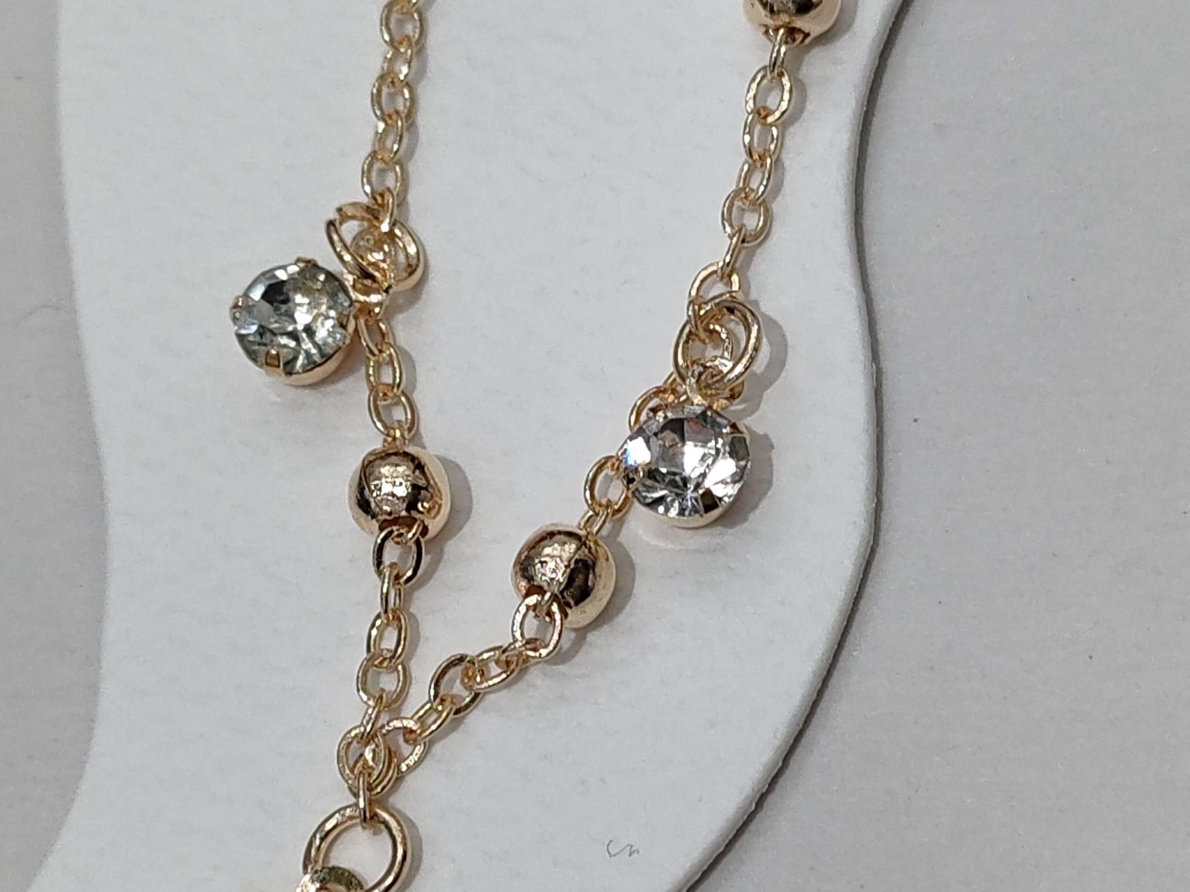 3片2钻圆叶子脚链细节图