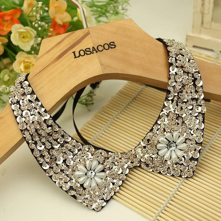 Korean fashion doll collar gold nail beads glitter female false collar pearl glitter decorated spring and autumn shirt sweater false collar thumbnail
