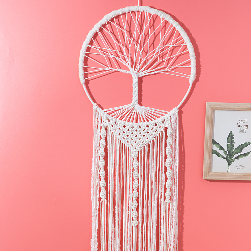 White new dreamcatcher net, wind chime, cotton thread woven aerial hanging decoration, creative life tree wall hanging decoration, factory direct sales