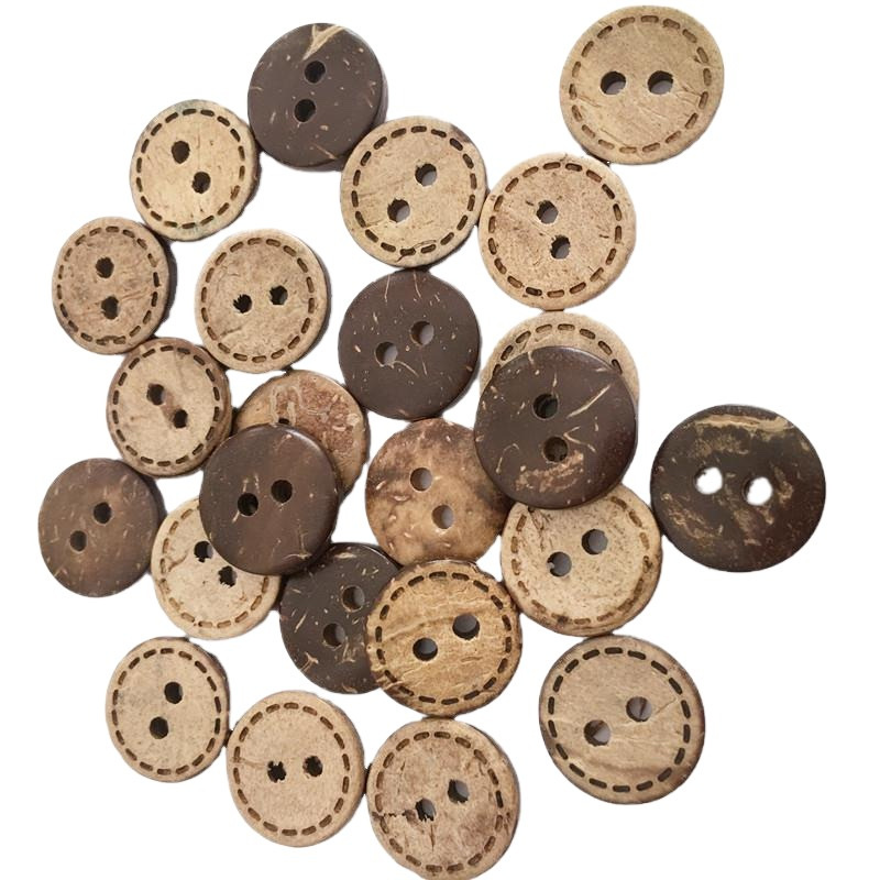 Coconut shell button 15mm detail image 5