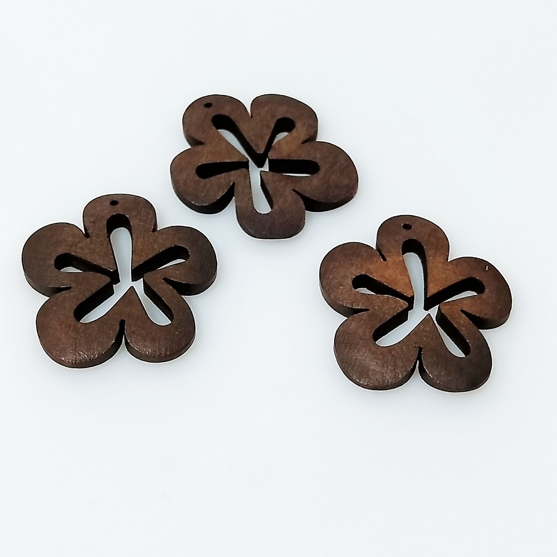 diy jewelry beading accessories without holes, 2.7cm five-petal flower hollow wood chip wooden necklace beading material Specification image