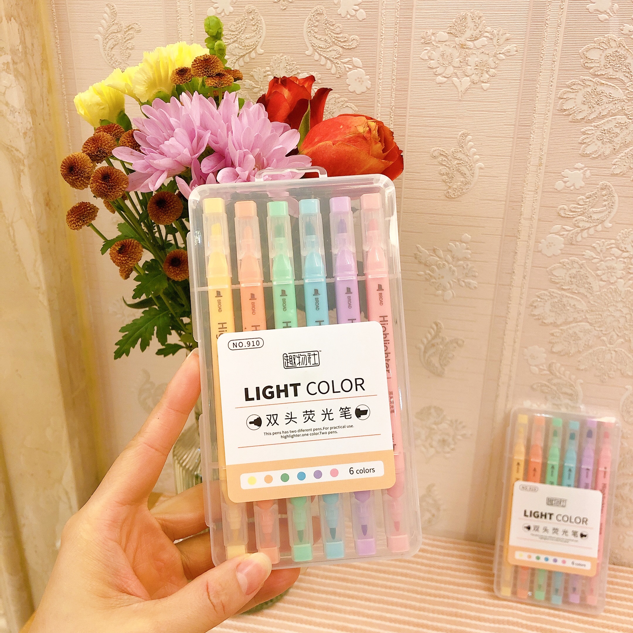 Xiaozheng Pen Business Office Culture Writing Tools 910 Box Double Head Highlighter details Picture