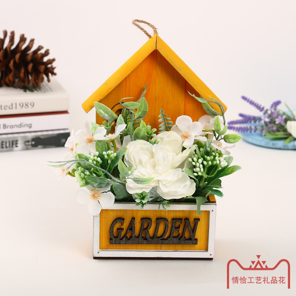 Wooden basin artificial flower ornaments Application Scenario