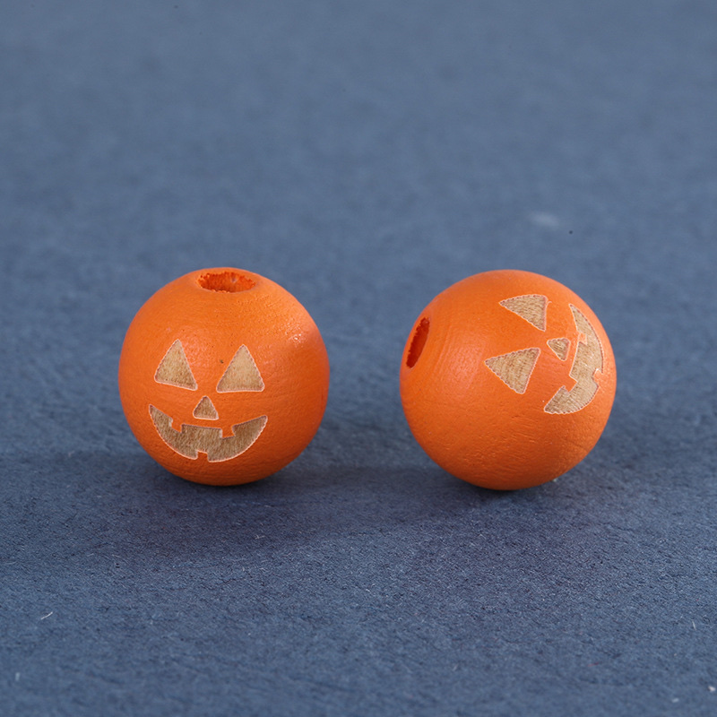 Laser-marked smiley face lotus wood beads detail image 5