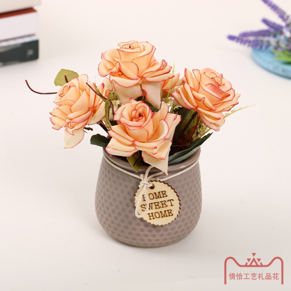 Ceramic basin artificial rose flower decoration Item Picture