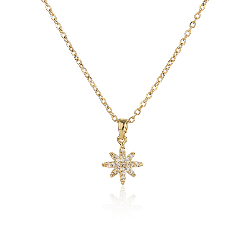 A popular zircon necklace for women from Dongdaemun, South Korea, gold-plated and non-fading, simple and versatile collarbone chain jade pendant, 16