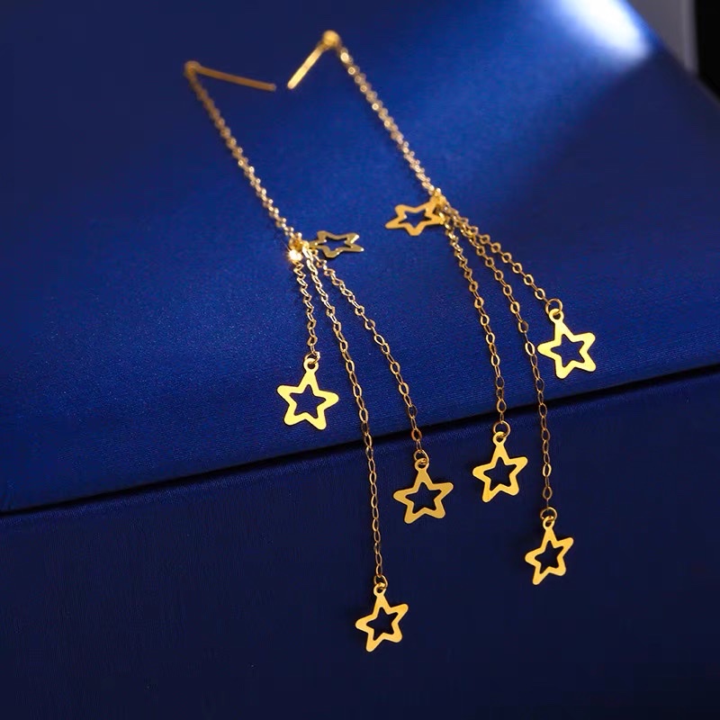 Titanium steel earrings, round face slimming, elegant and fashionable long earrings for women, new trend 12 Application Scenario