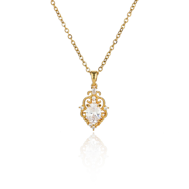 A popular zircon necklace for women from Dongdaemun, South Korea, gold-plated and non-fading, simple and versatile collarbone chain jade pendant 9 Specification image