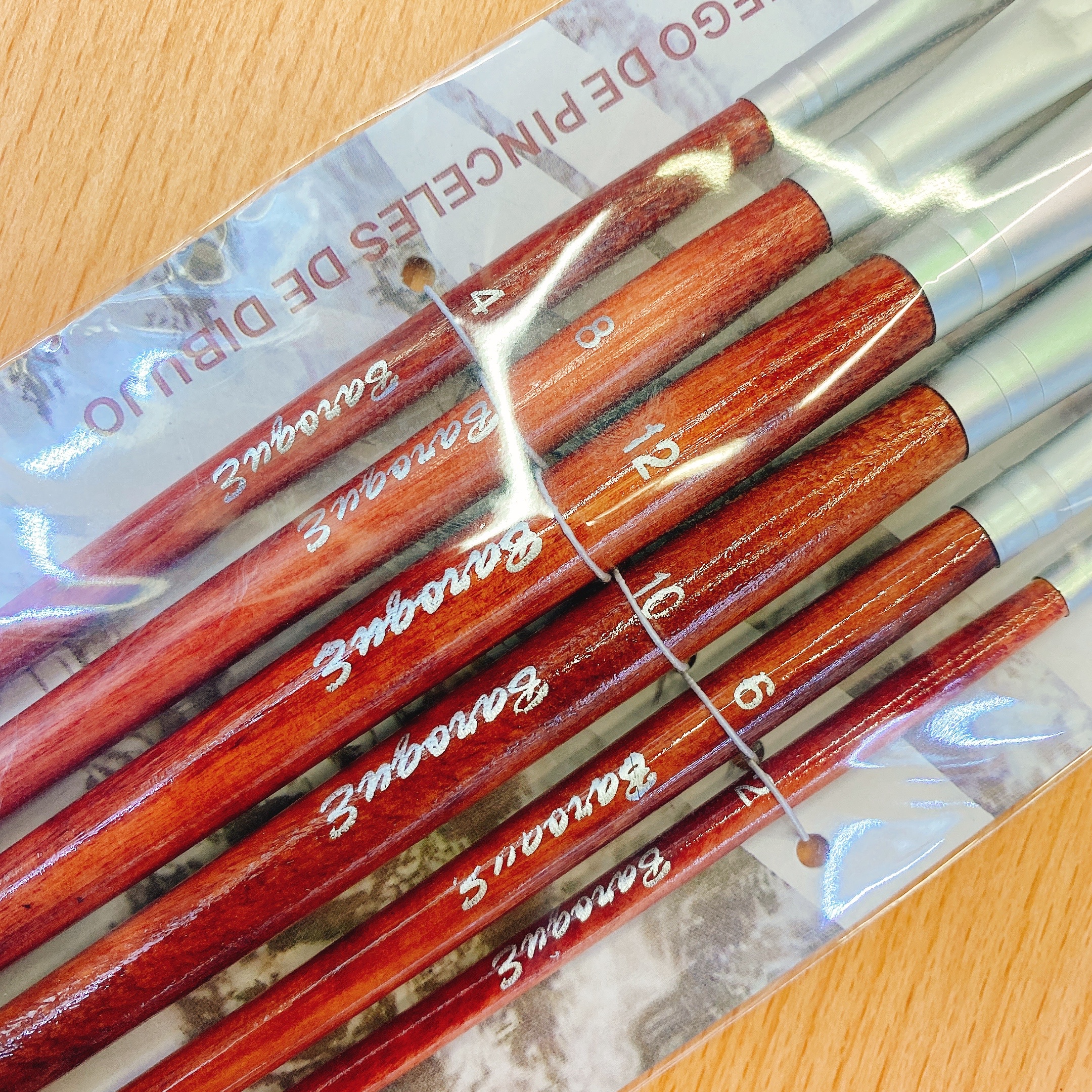 6支木杆画笔棕色塑料画材颜料水彩水粉美术画画brush 尼龙毛画笔圆头尖头平头批发 价格 库存 义乌小商品城