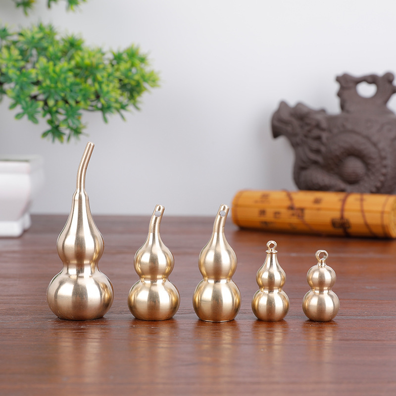 Creative copper gourd car pendant, gourd Five Emperors coin hanging decoration, copper wallet hanging, copper gourd in stock wholesale, copper gourd 4.5cm high 1 detail image 3