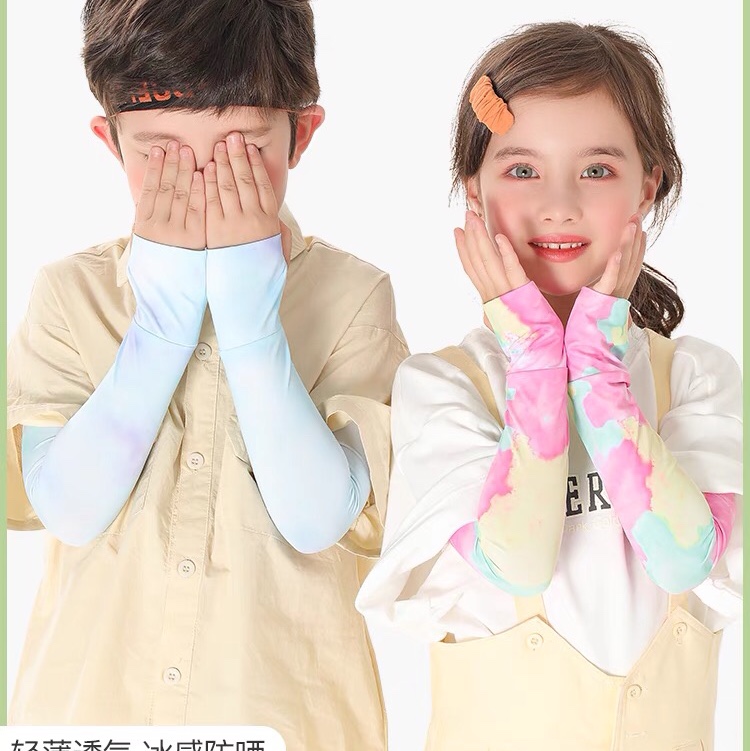 儿童冰袖防晒袖套宝宝可爱套袖夏季防紫外线女童男童薄款冰丝护臂