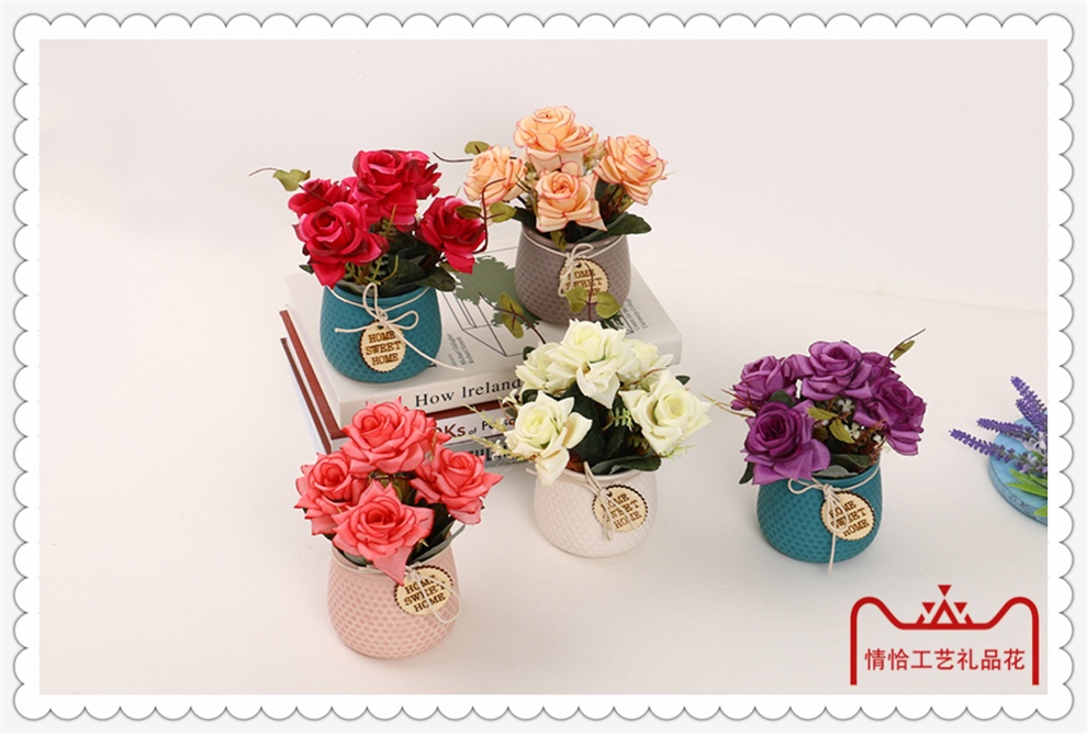 Ceramic basin artificial rose flower decoration Specification image