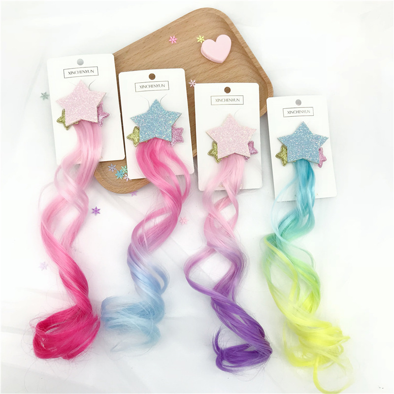2021 Children's wig and hair clip New Cartoon children's hair clip set, cute little girl bangs clip, bow headpiece, side clip princess hair accessory Application Scenario