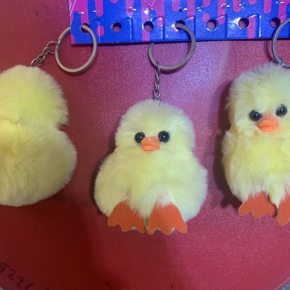 宇越裘皮小黄鸭挂件假毛钥匙扣小黄鸭可爱23图
