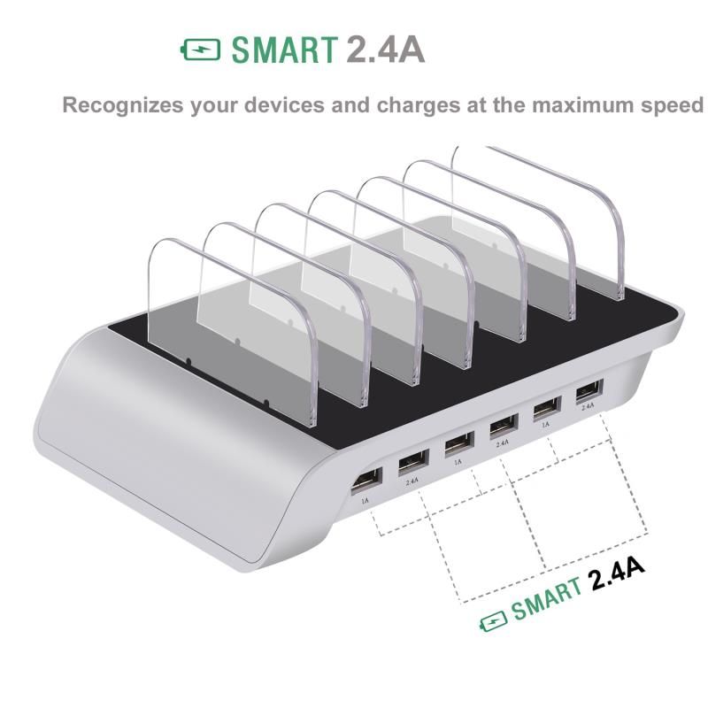 New six-port USB mobile phone charging stand, mobile phone and tablet charger, charging dock and charging station details Picture