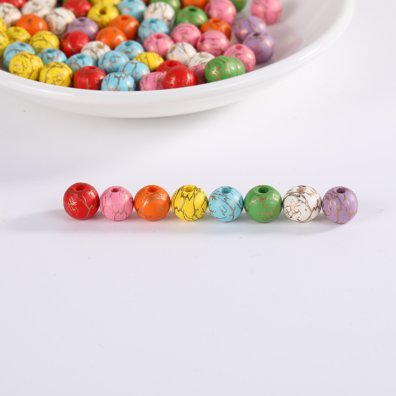 Lotus wood printed cracked beads 16mm Specification image