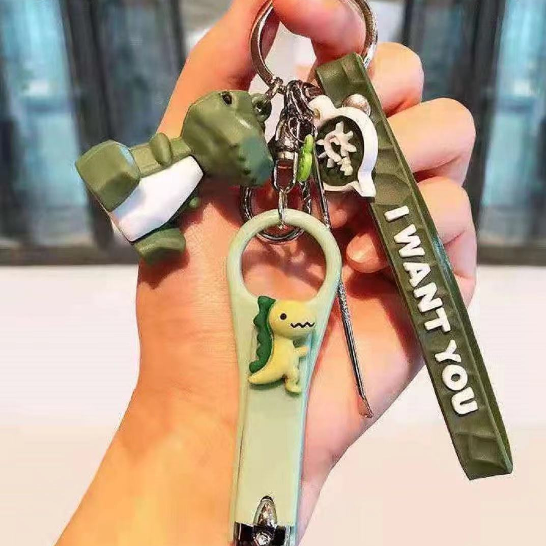 卡通情侣钥匙扣指甲剪挖耳勺男女公仔钥匙链汽车锁匙扣创意礼品 3