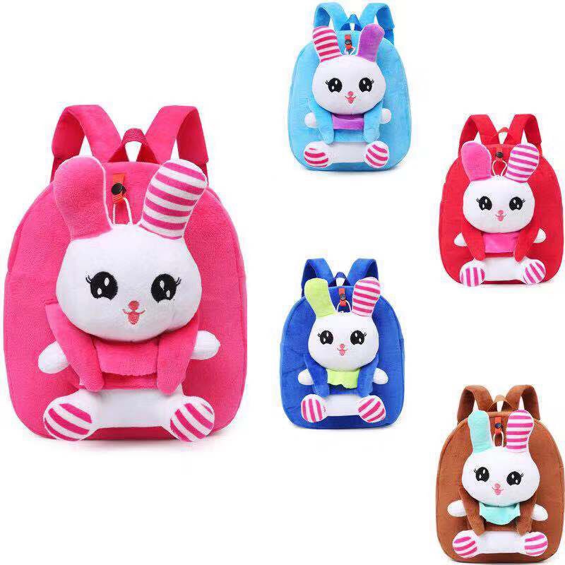 可拆兔子幼儿园小朋友毛绒书包男孩女孩零食双肩包卡通可爱背包