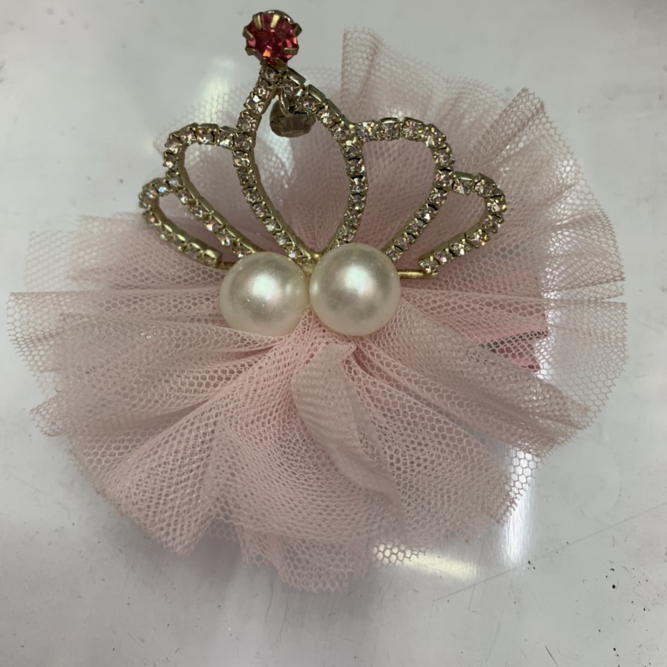 Sunflower Real diamond + Pearl, high-grade crown hairpin light pink 3471