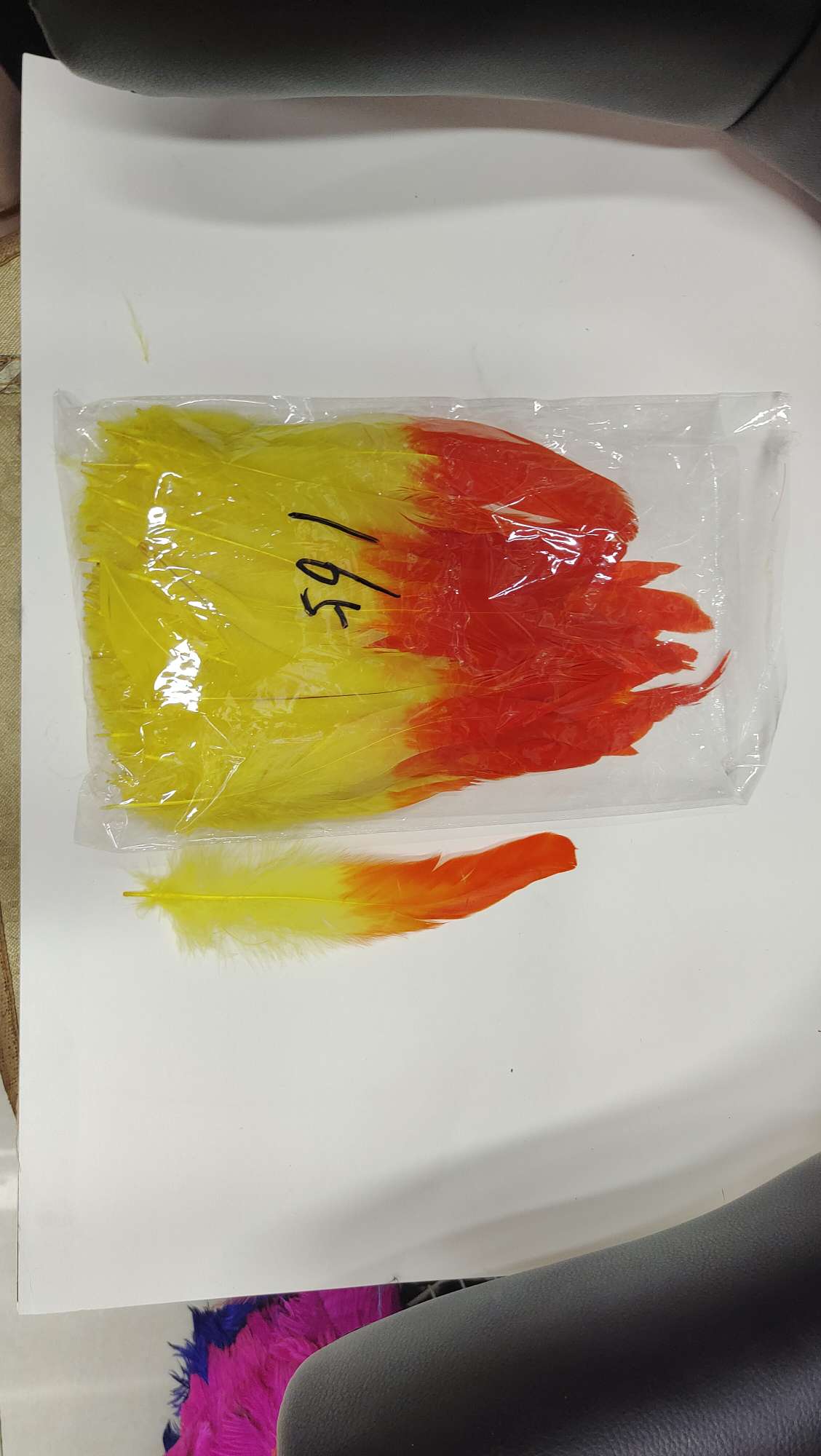脱色鸡尾羽毛25-30公分橘色细节图