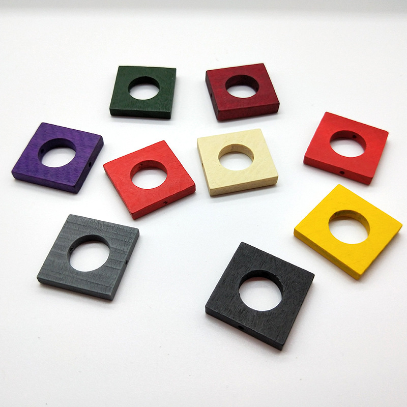 diy earring material: Wooden horizontal hole, wooden square, minimalist earrings, stud earrings, ear clips, handcrafted accessories details Picture