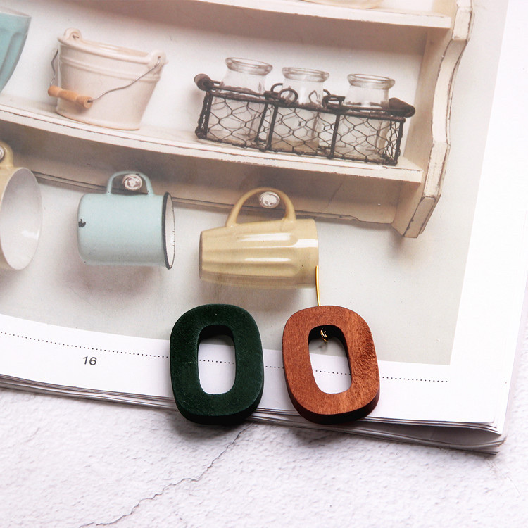 diy jewelry accessories, wooden earrings, ear clips, creative oval single-hole pendants, handcrafted materials Item Picture