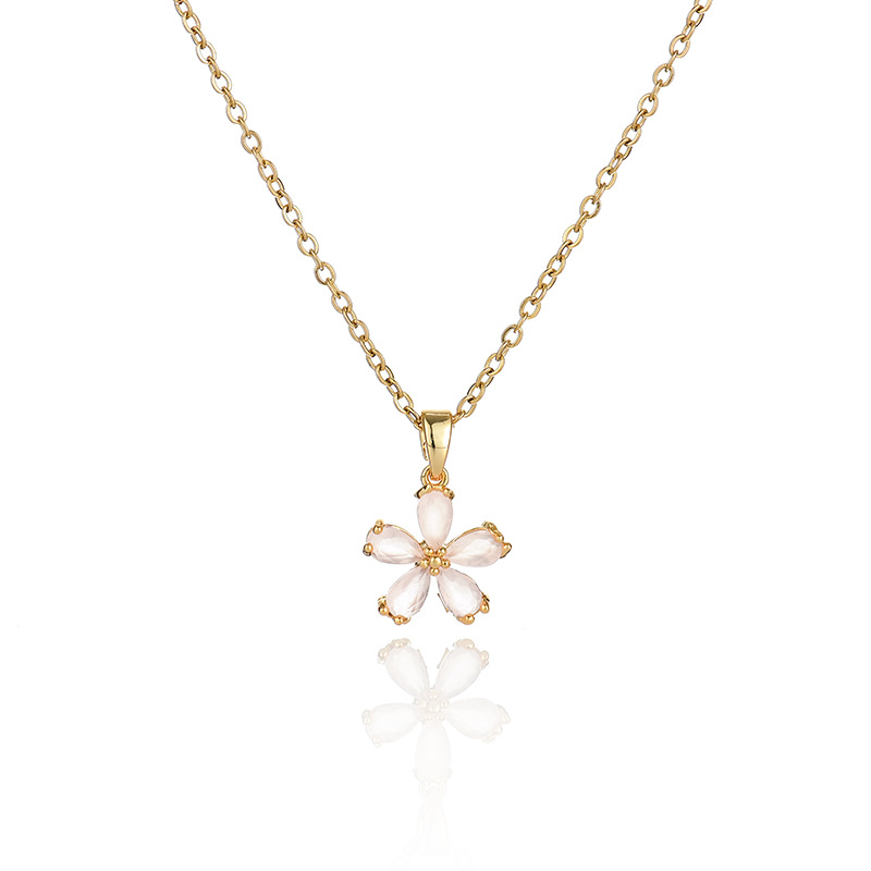 A popular zircon necklace for women from Dongdaemun, South Korea, gold-plated and non-fading, simple and versatile collarbone chain jade pendant, 20 detail image 3