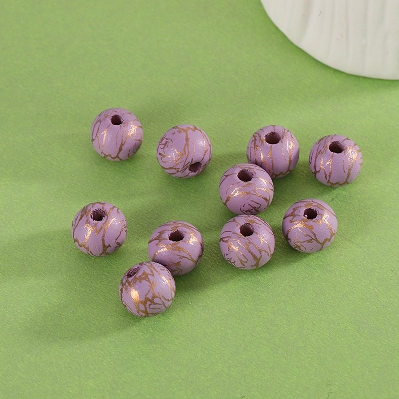 Lotus wood printed cracked beads 16mm detail image 10