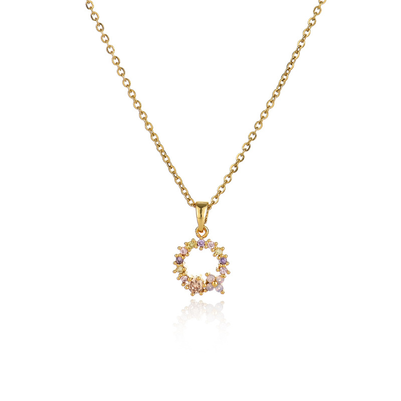 A popular zircon necklace for women from Dongdaemun, South Korea, gold-plated and non-fading, simple and versatile collarbone chain jade pendant 5 details Picture