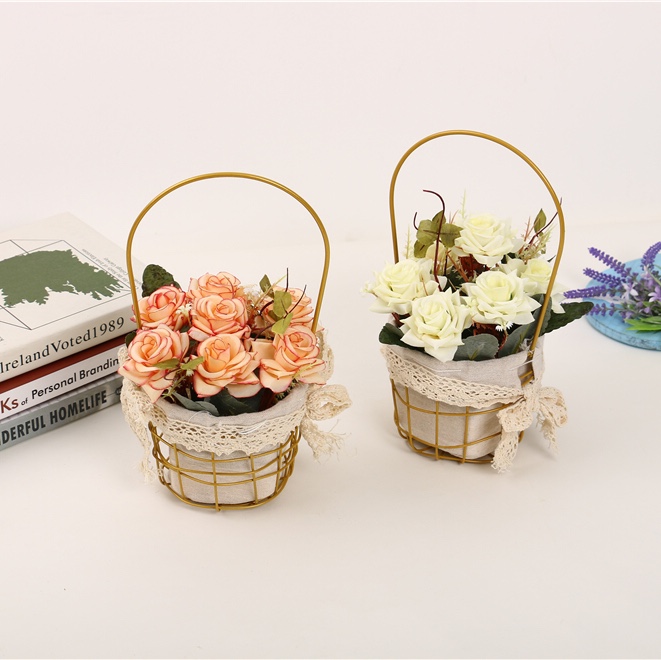 Venta directa de fábrica nueva simulación de hierro de arte rosa set de flores piezas de montaje mesa de centro de sala de estar accesorios de montaje de decoración