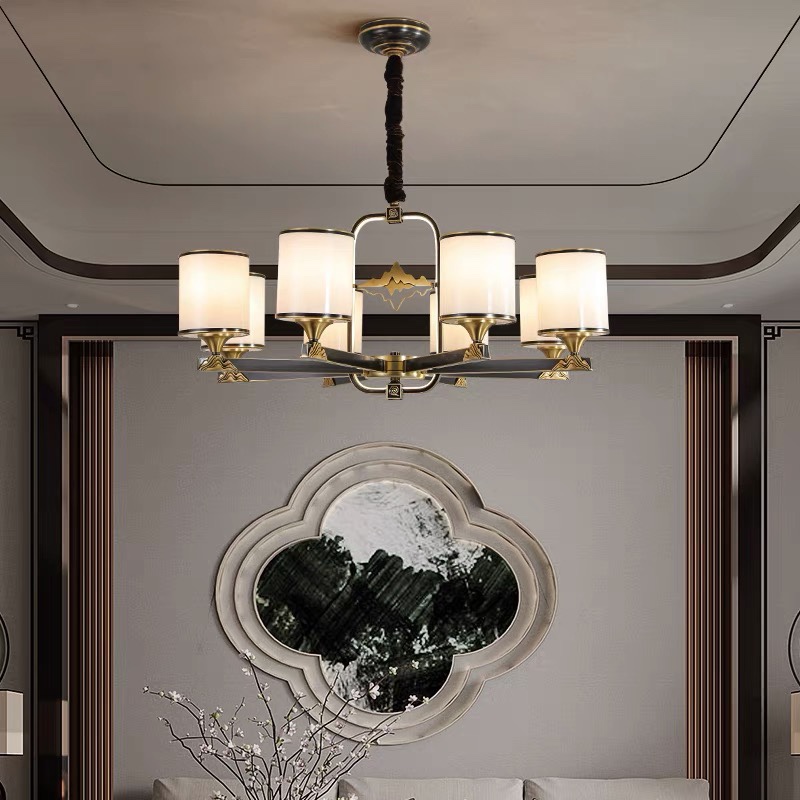 New Chinese-style pendant lamps for the living room, all-copper lamps for the dining room, Chinese-style Zen-inspired landscape tea room and study