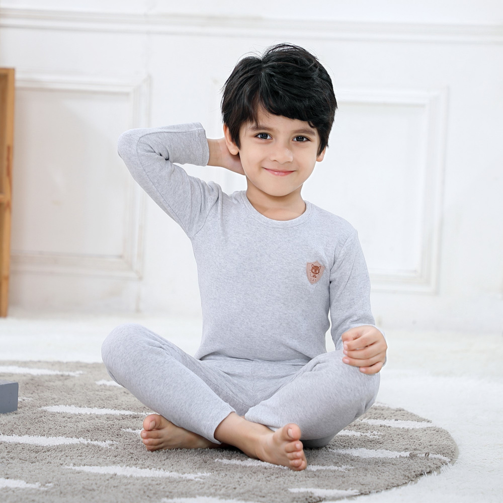 舒绒彩棉儿童保暖内衣套装 8001 男童宝宝圆领秋衣秋裤 棉毛衫详情图4