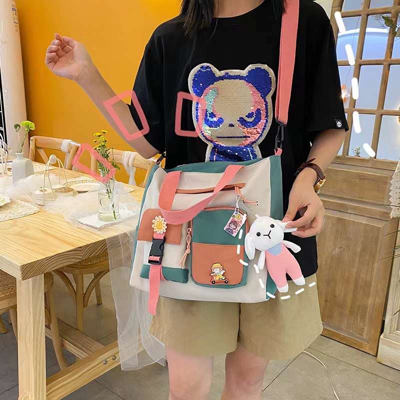 帆布小包包女2021新款韩版单肩包可爱百搭少女卡通斜挎包儿童包包2详情图1