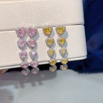 Europe and the United States cross-border five love shaped zircon love together long earrings retro earrings earrings stud