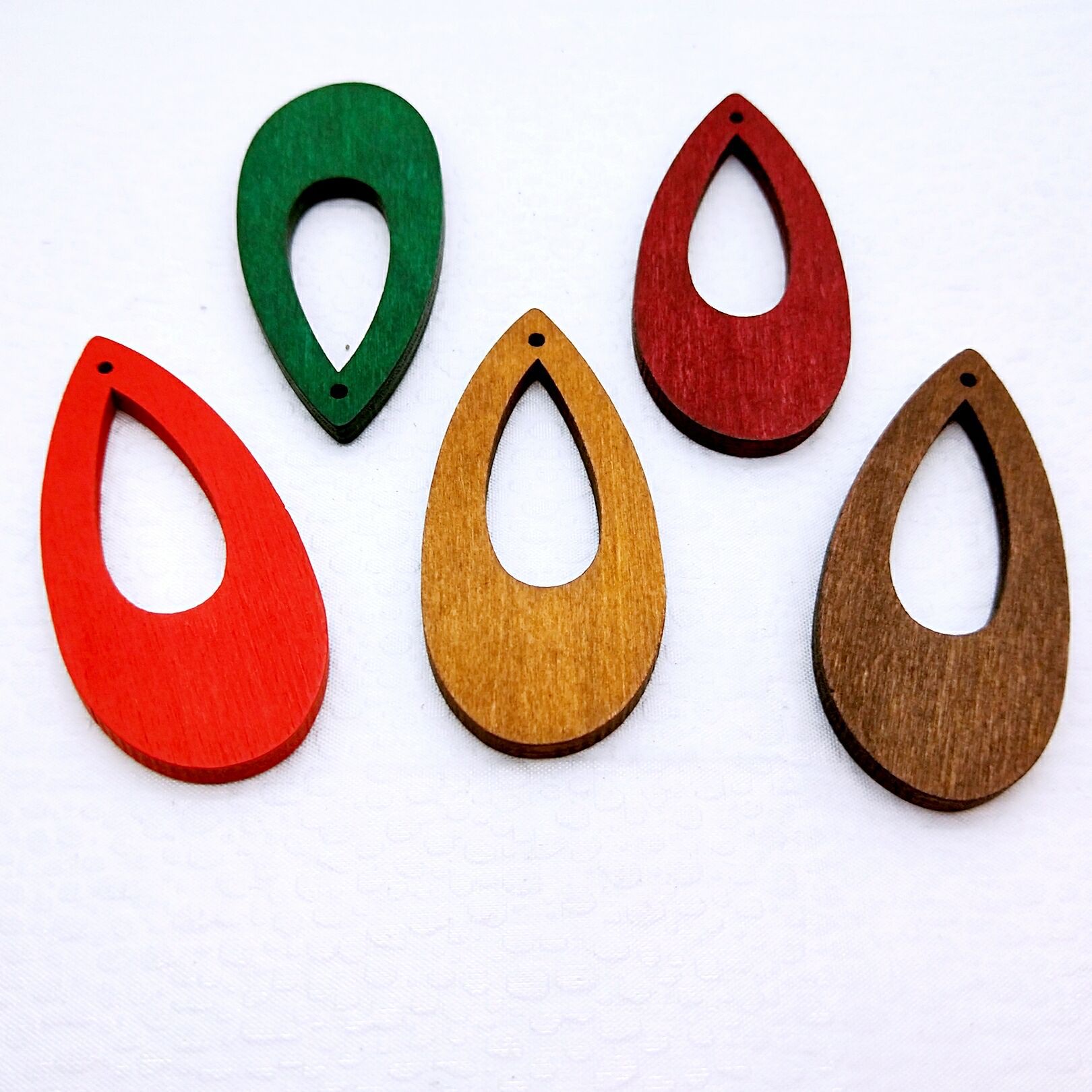 DIY jewelry beading accessories, simple teardrop-shaped wooden pendants, necklaces, hanging ropes, multi-color material bags wholesale detail image 1
