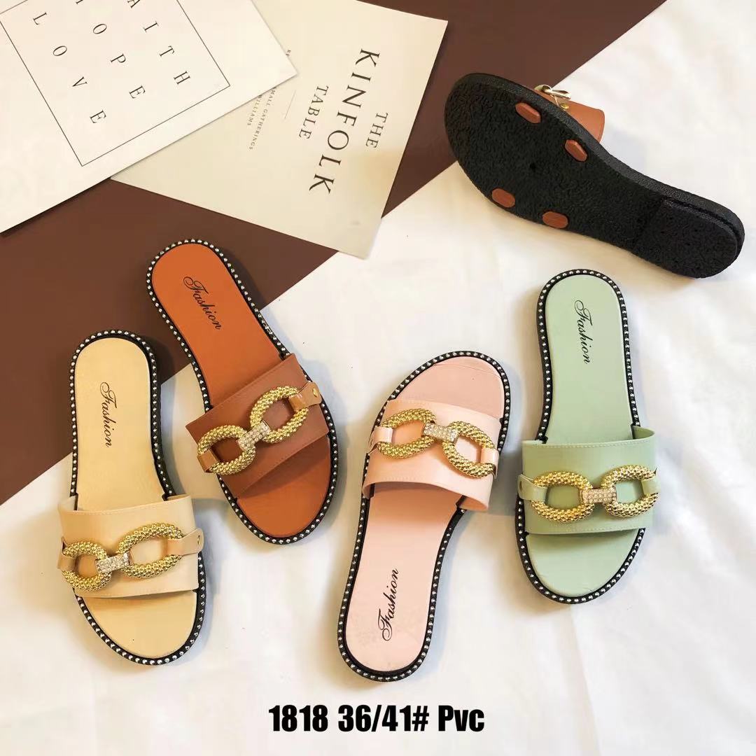 Buckle women's Korean slippers to wear outside