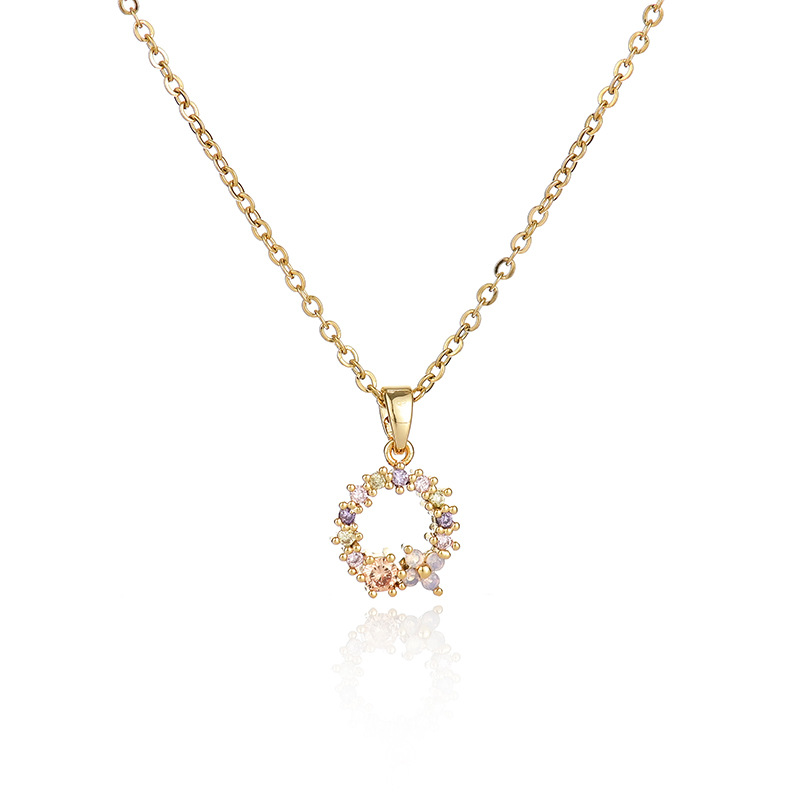A popular zircon necklace for women from Dongdaemun, South Korea, gold-plated and non-fading, simple and versatile collarbone chain jade pendant 0