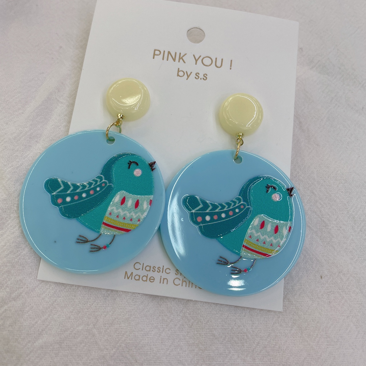 Girls blue bird stud Summer 2021 new fashion simple sweet cool earrings temperament magazine earrings
