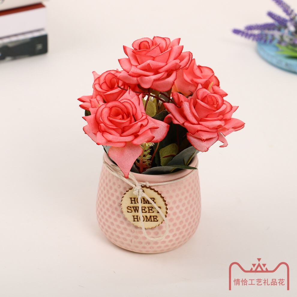 Ceramic basin artificial rose flower decoration Application Scenario