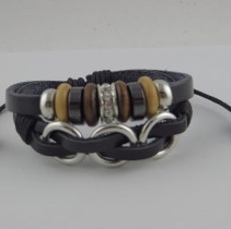 Ten bead bracelet with leather cord