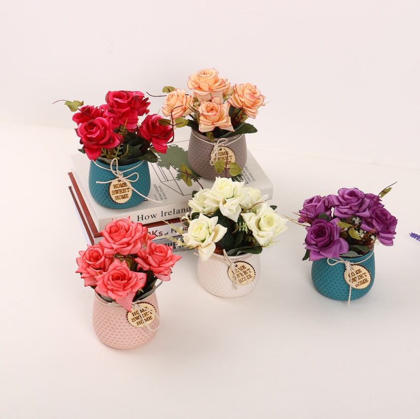 Lavabo cerámico simulación floral rose flower set