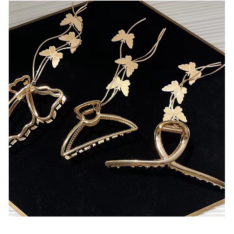 Net celebrity 46 computer piece summer pearl alloy with drill a word clip elegant alloy metal hairpin fishtail alloy back head hairpin female head clip jewelry billion Bell 058 thumbnail