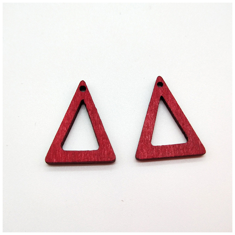 diy homemade earrings, stud earrings, ear clips, creative wooden, colorful edge holes, triangular material jewelry accessories detail image 3