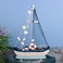 地中海装饰品木质大号贝壳船一帆风顺帆船模型创意摆件海盗船礼物木制摆件 手工工艺品图